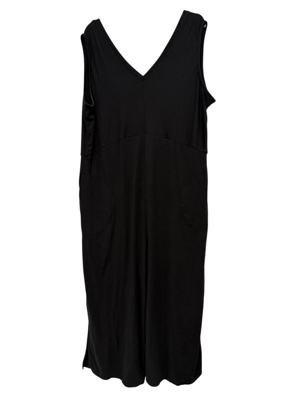 Cuddl Duds Womens Black Sleeveless Cropped Jumpsuit Stretchy Relaxed Wide Leg 1X
